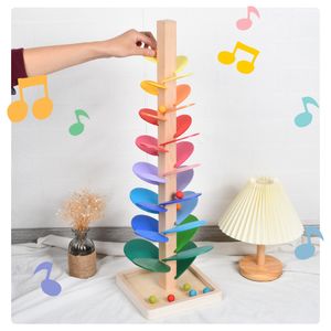 Baby Wooden Spelling Building Blocks Petal Tree Toy Rainbow Ball Children's Small Track Educational Toy for Kids Gift