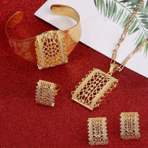 Halskette Ohrringe Set Äthiopische Goldfarbe Sets Anhänger Halsketten Armreif Ring Habesha Schmuck Eritreische Hochzeitsgeschenke