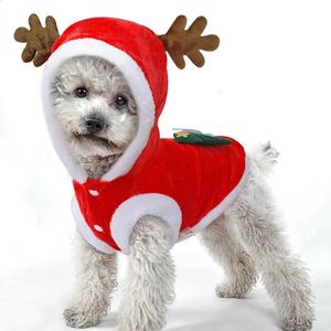 Hundkläder älg Pet Cats Dogs Christmas Clothes Winter Chihuahua Pug Costume Flanell Warm Festive Coat Puppy Accessories Clothing Gift 231102