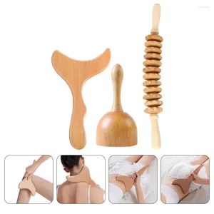 Dekorativa blommor Massage Stick Muskel Massager Body Tool Wood Roller Sculpting Head Neck Massagers Återanvändbart bräde