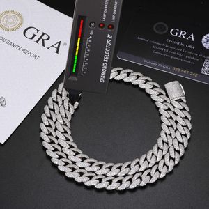 10mm 12mm 3 줄 Moissanite Bubble Cuban Link Chain Pass 다이아몬드 테스터 S Mossanite 아이스 아웃 힙합 보석 남성 패션