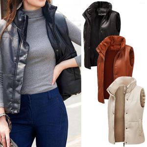 Women's Jackets Women Cool Faux Leather Jacket Long Sleeve Zipper Fitted Coat Fall Short Tanks Vest Womens Puff