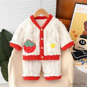 Kläder sätter hösten vinter barn pojke 2 st kläder set tecknad skarv hemkläder sleepsuit fleece baby boy outfit spädbarn pojke kostymer