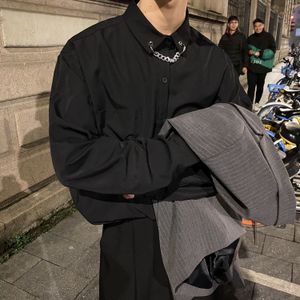 Erkekler Sıradan Gömlek Japon Moda Lüks Saten Seksi Erkek En İyi Kalite Uzun Kollu İş Düğmesi Up Gömlek gevşek resmi bluz 230403