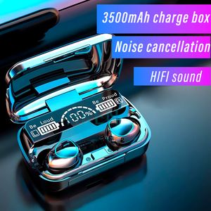 Mobiltelefonörlurar 3500mAh Wireless Bluetooth V5 0 TWS Hörlurar LED Display med Power Bank Headset Microphone 230403