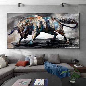 Bullish living room decoration painting, horizontal sofa background wall hanging painting, atmospheric office high-end sense of large mural