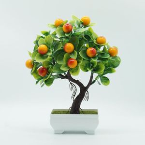 Fiori decorativi Aranci artificiali Bonsai in vaso di alberi da frutto finti con vaso Decorazione da scrivania Centrotavola per la casa in stile rustico