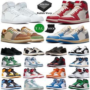 Box Jumpman 1 1s Basketbol Ayakkabıları Siyah Phantom Kayıp ve Bulundu Ters Mocha Yetiştir Toe Nötr Gri Vintage UNC Gri Mens Trainers Kadın Açık Spor Spor Ayakları