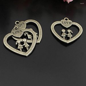 Anhänger-Halsketten (26707) 20 Stück, 32 x 30 mm, antike Bronze-Zink-Legierung, Liebhaber-Herzanhänger, Anhänger, Schmuckherstellung, DIY-Zubehör