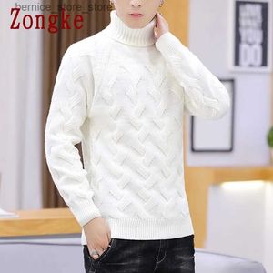 Herrtröjor avslappnad vit turtleneck män kläder vinter tröja män rockar solida pullover mens turtleneck m-2xl 2023 höstny ankomst Q231103