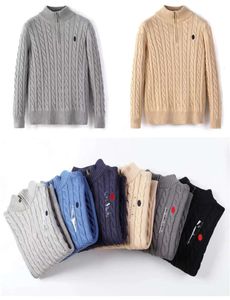 Erkek Tasarımcı Polo Sweater Fleece Ralphs Gömlek Kalın Yarım Fermuar Yüksek Boyun Sıcak Kazak İnce Örgü Örgü Lauren Jumpers Küçük At Marka Pamuk Sweatshirt YT42