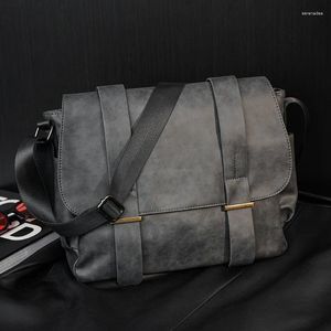 Maletas de moda masculina bolsa maleta de alta qualidade couro pu crossbody sacos de negócios computador retro bolsa de ombro laptop