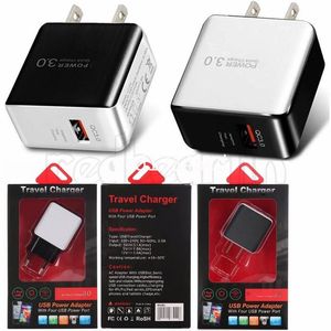 18W QC 3.0 Fast Wall Charger USB Snabbladdare US EU -pluggadapter för iPhone 12 13 14 15 Pro Samsung S10 S9 Xiaomi M1