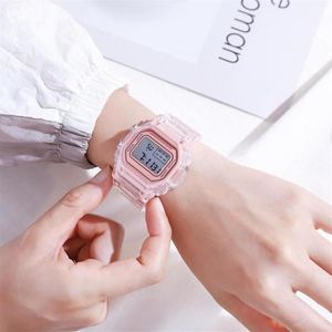 Electronic Watches For Women Rose Gold Silicone Strap Transparent Dress LED Digital Wristwatch Sport Clock Relogio Feminino Wristw243Q