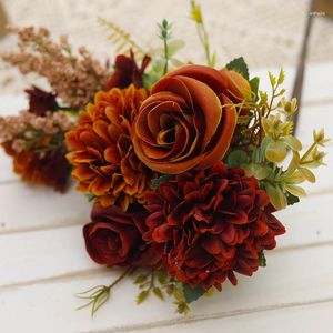 Dekorativa blommor 30 cm Autumn Peony Artificial Silk Fake Home Wedding Decoration Christmas Party Diy Arrangement Rose Bouquet