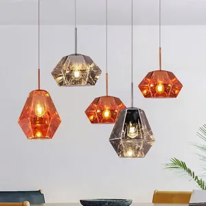 Pendelleuchten Nordic Designer LED Diamant Kronleuchter Lava Glas Licht Restaurant Küche Insel Zimmer Bar Dekor Hause Beleuchtungskörper