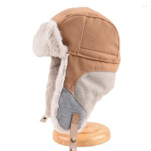 Berets Inverno Ao Ar Livre Chapéu Engrossado Cabelo Russo Mulheres Homem Pele Ushanka Quente Proteção de Ouvido Bomber Ciclismo Esqui Earflaps