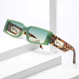 Güneş gözlüğü vintage dikdörtgen moda kadınlar tasarımcısı kare güneş gözlükleri erkek leopar punk gözlük tonları uv400
