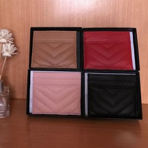 Hela modekaviarkvinnor Kreditkortsinnehavare Läder Män mini plånbok ren färg svartrosa med box234i