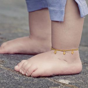 Anklets Adjustable Bell for Baby born Gift Stainless Steel Safety Chain Anklet Foot Jewelry Hypoallergenic Nickel Free 231102