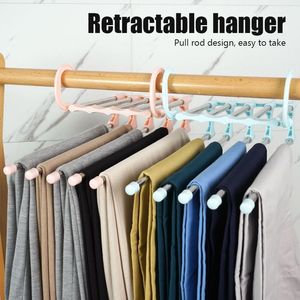 Hangers Racks Multifunktionales 5-in-1-Lagerregal für drei Personen Verstellbarer Hosenbügel aus Edelstahl Aufbewahrungsorganizer Faltbarer Kleiderbügel 230403