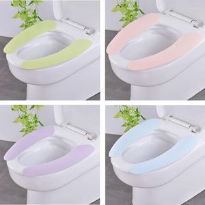 Toilet Seat Covers Bathroom Washable Soft Warmer Flannel Sticker Mat Cover Pad Cushion Warm For Accessories