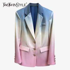 Abiti da donna Blazer TWOTWINSTYLE Patchwork Hit Color Blazer per donna Blazer casual manica lunga con intaglio Abbigliamento moda primavera femminile 230403