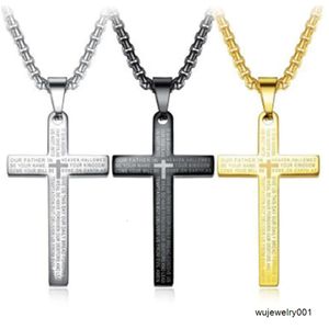 Gioielli spirituali in metallo cristiano nero Gesù placcato oro catena religiosa in acciaio inossidabile da uomo con ciondolo croce collane gioielli per uomo