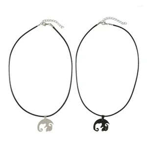 Pendant Necklaces 2 Pcs Couples Split Puzzle Piece Matching Yin Yang Dog Stainless Steel Necklace Gifts For Lovers Friends