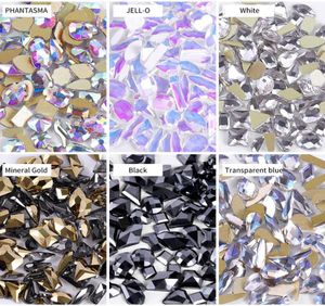 Смешанные 100 шт., блестящие стразы с плоской задней частью для ногтей, супер блестящие кристаллы AB, яркие черные стразы для дизайна ногтей, камень, сделай сам, маникюрные украшения2224368