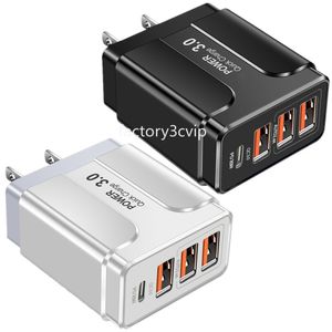 Universal portátil 4 portas de alta velocidade ue eua ac casa viagem carregador de parede tipo c pd adaptadores de energia para ipad iphone x xr 12 13 14 samsung htc f1