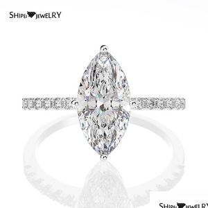 Rings Shipei 925 SterlingSier Marquise Cut Crueded Moissanite Diamonds Gemstone Engagement Fine Jewelry Whole Drop D Dhgarden Dhguf