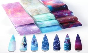 10st holografiska nagelfolier för manikyr marmor skenande sten design överför klistermärken stjärnhimmel lim wraps dekaler4551434