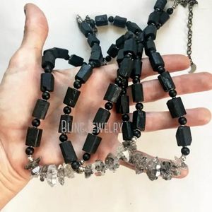 Kedjor 10st Raw Tourmaline Herkimer Tibetan Quartz Crystal Choker Women Schorl Black Goth Gothic Necklace Witch Boho Jewelry Vintage