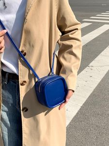 Kvällspåsar Summer Square Mini Women's Bag 2023 Fashion Pu Leather Solid Shoulder Crossbody for Women Blue Trend Biscuit Coin Purse