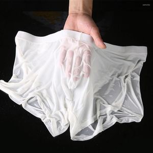 Majaki Ice Silk przezroczyste boksety wybrzuszenie Wyglądaj przez seksowne majtki do majtek paliw bielizny męskiej bielizny męskie