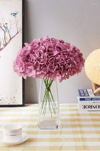 Flores decorativas 10pcs Mauve Hydrangea Artificial Silk Cabeças grandes com hastes para decoração de casamento Centerpieces