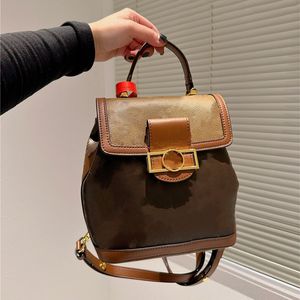Designer Lockme Backpack Style Handbag reverse Dauphine couro MM Backpack Brown Flor 22x28x13cm
