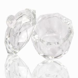 Acrylic Crystal Glass Dappen Dish Bowl Cup with Cap Liquid Glitter Powder Caviar Nail art tool round KD15633311