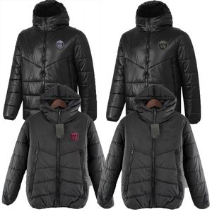 2023/24 Football Puffer Jacket: Long-Sleeved Hooded Cotton-Padded Winter Warmth
