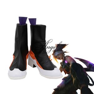 Trajes de gato jogo popular lol verdadeiro dano akali cosplay botas sapatos de festa de halloween feitos sob encomenda