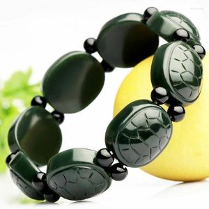 Bangle Chinese Natural Bla Green Jade Tortoise Bransoletowa Bransoletka moda Biżuteria