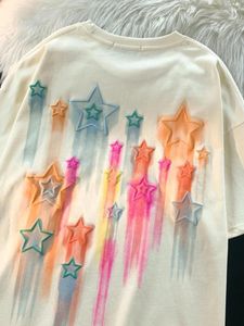 Camisetas femininas Deeptown Harajuku Gráfico Y2K Camisetas Mulheres American Vintage Grunge Star Print Tops Streetwear Algodão Tees Verão Casal