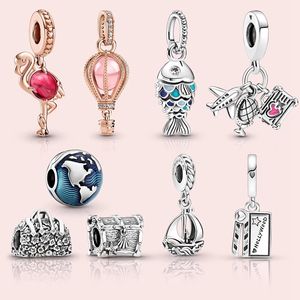 925 Silver Fit Pandora Original Charms Diy Pendant Women Armband Pärlor Making Turtle Fish Charms Pärled