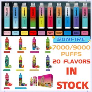 Sunfire 7000 9000 puffs engångsvapspenna 16 ml 18 ml 600 mAh batteri E cigarett med luftflödesstyrningsmaskspoltillverkare Supply Puff 9K 10K 15K ECIG CRYSTAL VAPES