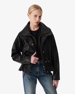 Women's Leather Proenzaschouler Jacket Iroparis Designer Co Design SERIAN STAND-UP COLLAR LEATER Solid Color