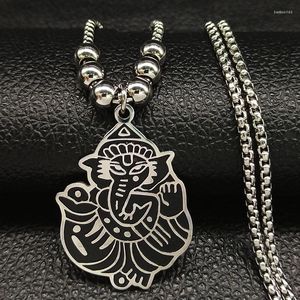 Pendant Necklaces Ganesh The Elephant God Yoga Mandala Pendants Bead Long Stainless Steel Necklace Women Jewelry Collares N1855S07