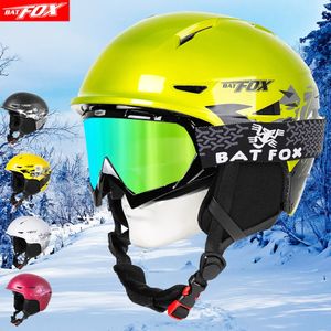 Óculos de esqui BATFOX Capacete de esqui leve com segurança Capacete de snowboard moldado integralmente para motocicleta Esqui na neve Marido Homens Mulheres Criança Crianças 231102