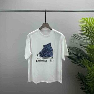 Men's t Clothes Online Sale Spring Summer New Denim Shoes Silicone Embossing Technology Leisure Round Neck Short Sleeve T-shirt for Men Womenaqec