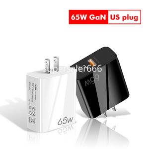 SUPER FAST Snabbladdning 65W GAN PD USB-C Väggladdare EU UK US 2PORTS Typ C Power Adapter för iPad iPhone 11 12 13 14 Samsung Tablet PC S1 med detaljhandeln